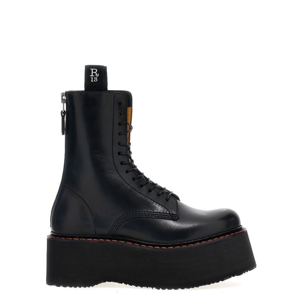 R13 Black Cowhide Lace-Up Women's Boots